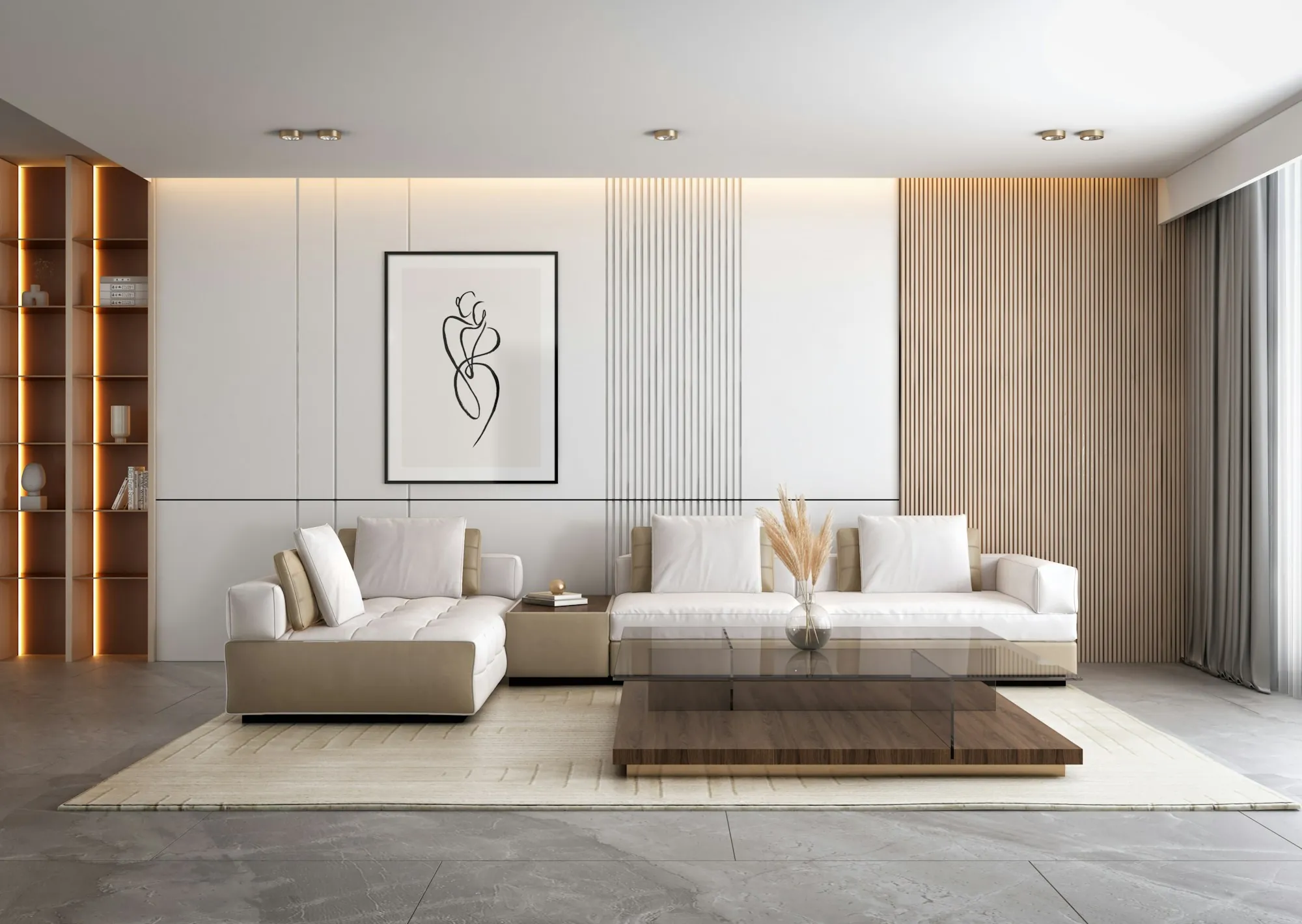 Quiet finished living room in a renovated home